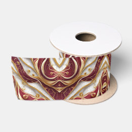 Fita de Seda com Mármore Burgundy e Dourado Elegan