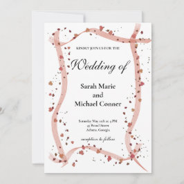 Fita desenhada à mão e flores Convite para Casamen