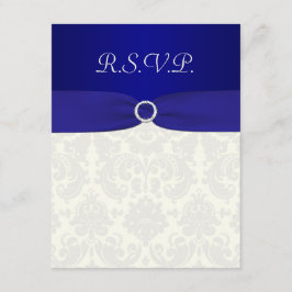 FITA IMPRESSA Azul, cartão de resposta em damasco 