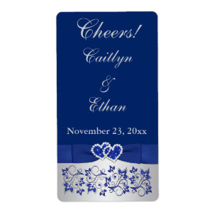 FITA IMPRESSA azul, etiqueta do vinho do casamento