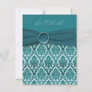 FITA IMPRESSA Cartão de Resposta Damask Teal Vinta