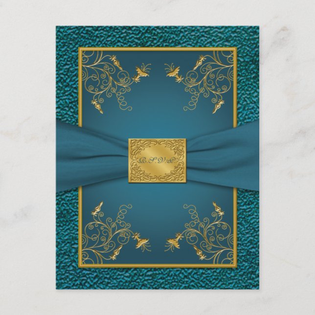 FITA IMPRESSA Cartão de Resposta RSVP Dourado e Az (Frente)