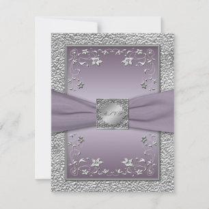 FITA IMPRESSA Cartão de RSVP Floral Ameixa, Pewter