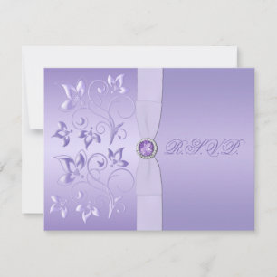 FITA IMPRESSA Cartão RSVP com Flores de Lavanda e