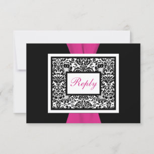 Fita impressa em damasco preto, branco e rosa RSVP