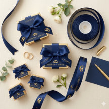 Fita Personalizada de Casamento Azul Navy Elegante