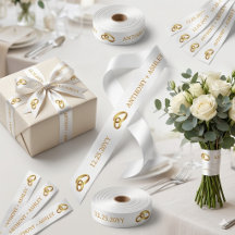 Fita Personalizada de Casamento em Ouro Branco Ele