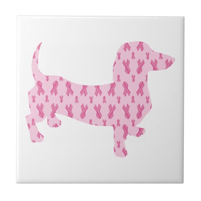 Fita Rosa Dachshund para Cancer (Frente)