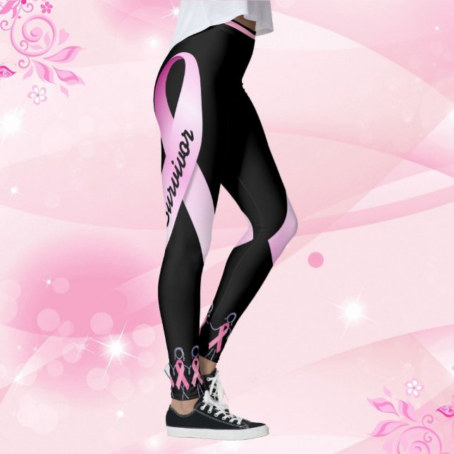 Fita Rosa Meninas Personalizam Leggings Negras (Criador carregado)