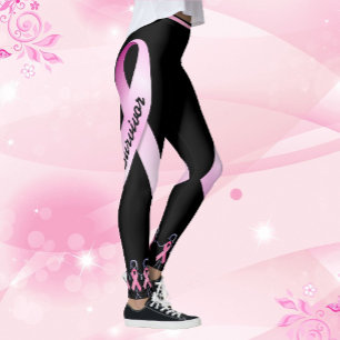 Fita Rosa Meninas Personalizam Leggings Pretas
