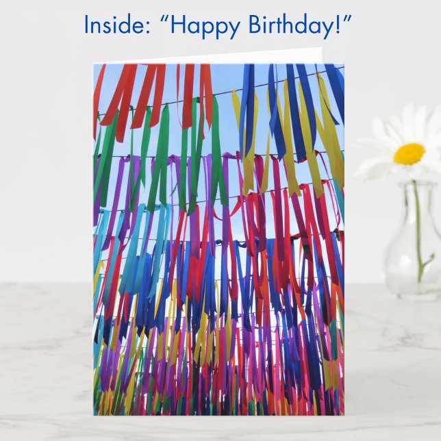 Fitas Coloridas Cartão de Aniversário Feliz Modern (A simple colorful Happy Birthday card!)