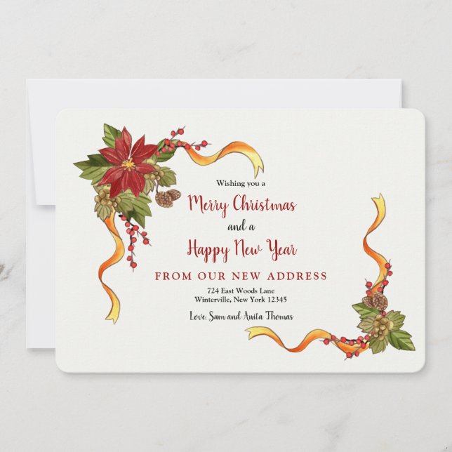 Fitas de Natal Novo Cartão de Feriado de Endereço (Frente)