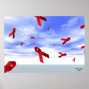 Fitas do AIDS que flutuam no poster do céu