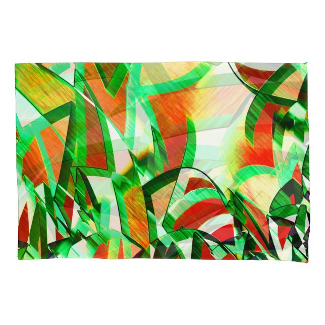 Fitas verdes, garoa sobre fundo de coral laranja (Frente-Esquerda)