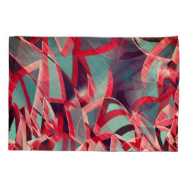 Fitas vermelhas curvas sobre cinzas azuladas, perf