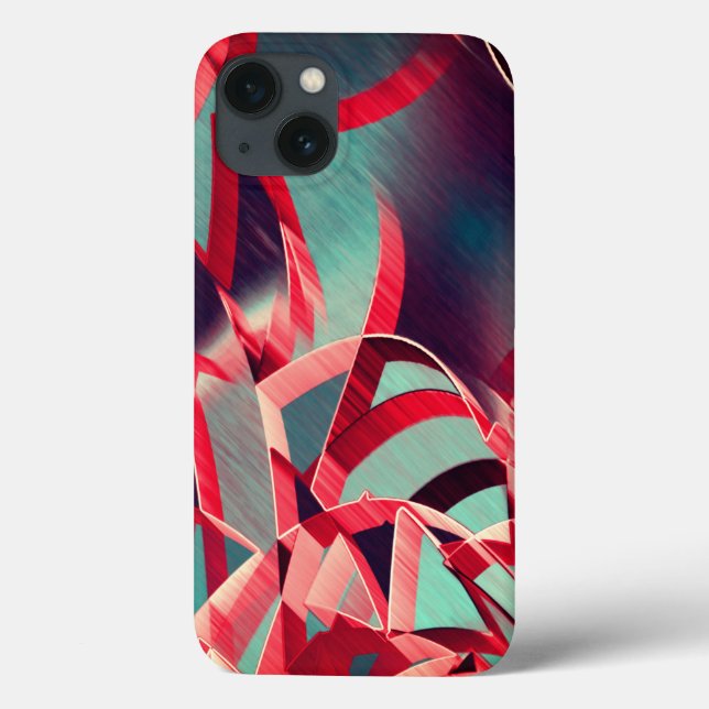 Fitas vermelhas curvas sobre cinzas azuladas, perf (Verso)