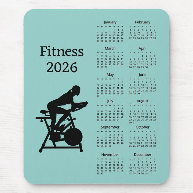 Fitness Stationary Bike 2026 Calendar Mousepad (Frente)