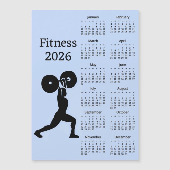 Fitness Weight Lifting 2026 Calendar Magnetic Card (Frente)