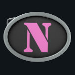 Fivela de cinto da letra N<br><div class="desc">Fivela de cinto,  rosa e preto da letra N</div>