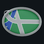 Flag of Albany, Oregon<br><div class="desc">Belt Buckle with a design with the flag of Albany,  Oregon. A green,  gray,  and blue flag</div>