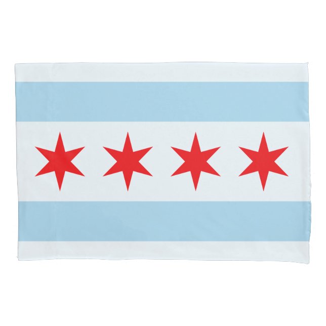 Flag of Chicago, Illinois Pillowcase (Frente)