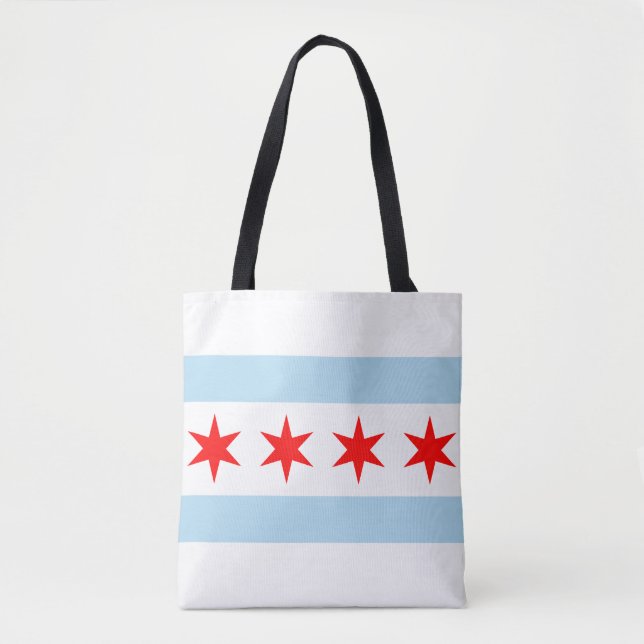 Flag of Chicago, Illinois Tote Bag (Frente)