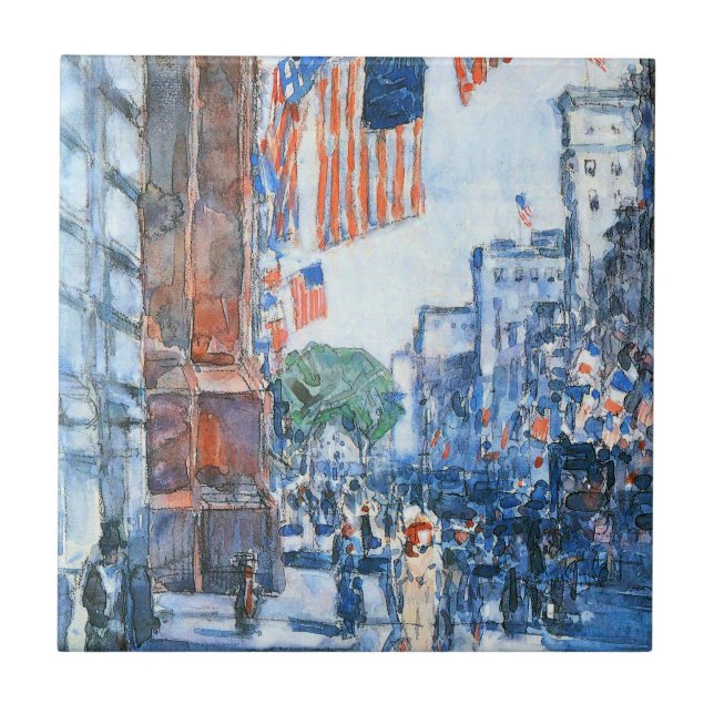 Flags Fifth Avenue de Childe Hassam, Arte Antigo (Frente)