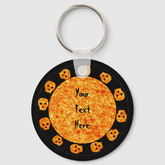 Flame Orange Skull Chaveiro