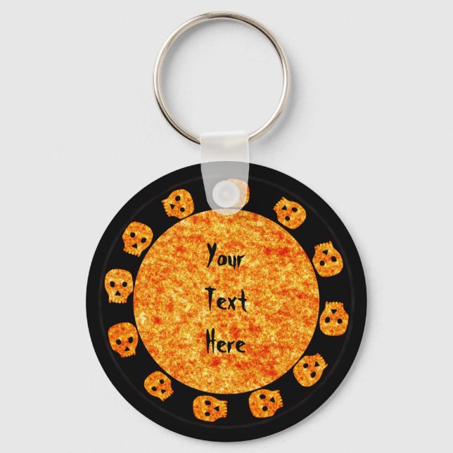 Flame Orange Skull Chaveiro (Frente)