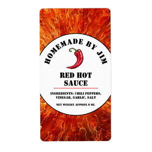 Flames Red Hot Chili Molho Pepper Etiqueta