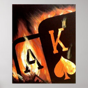 Flaming Ace King Big Slick Poker Poster por Teo