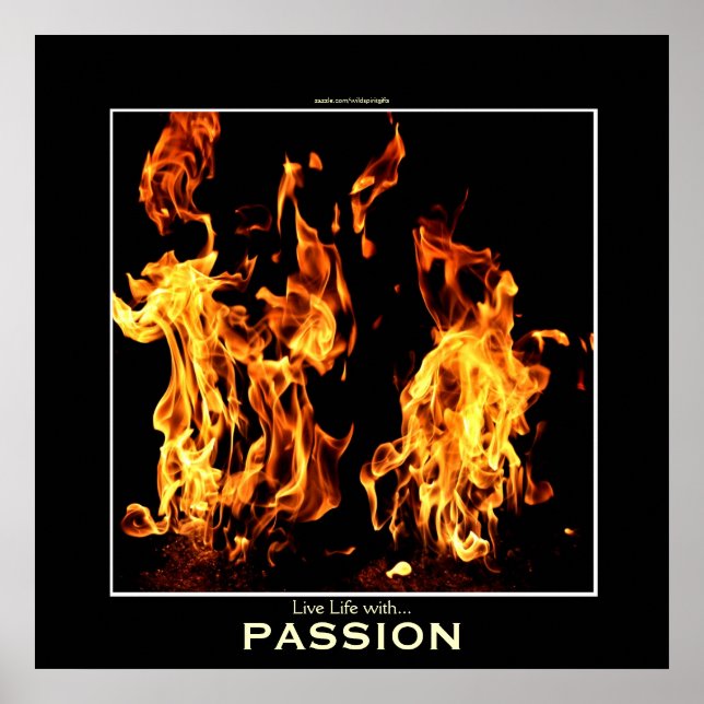Flaming Fire Passion Fotivational Photo Poster (Frente)