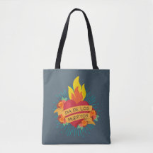 Flaming Heart Dia de los Muertos | Bolsa Tote
