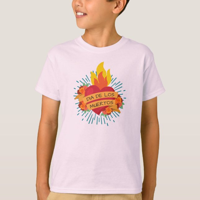 Flaming Heart Dia de los Muertos | Camisa Capa (Frente)