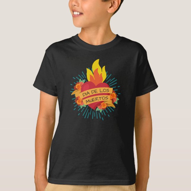 Flaming Heart Dia de los Muertos | Camiseta (Frente)