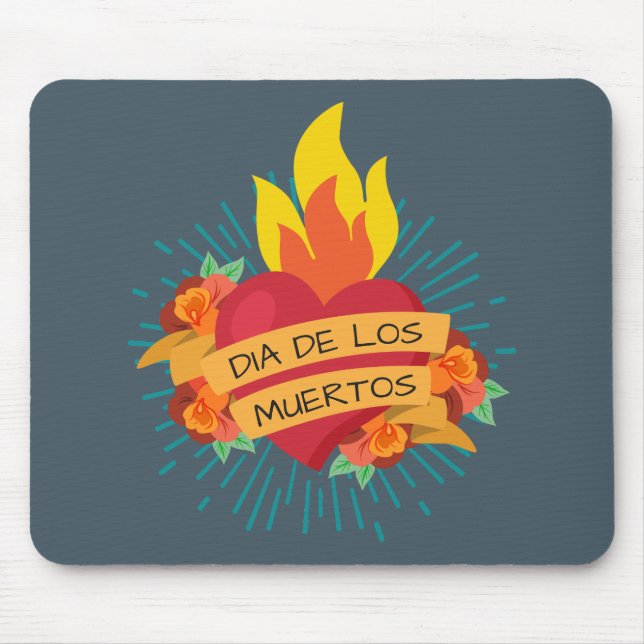 Flaming Heart Dia de los Muertos | Mousepad (Frente)