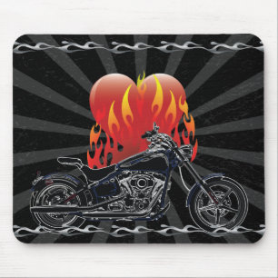 Flaming Love Biker Mousepad