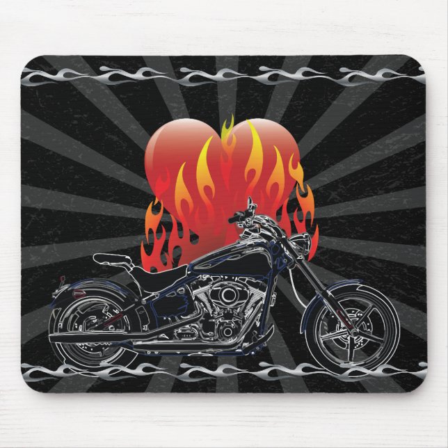 Flaming Love Biker Mousepad (Frente)