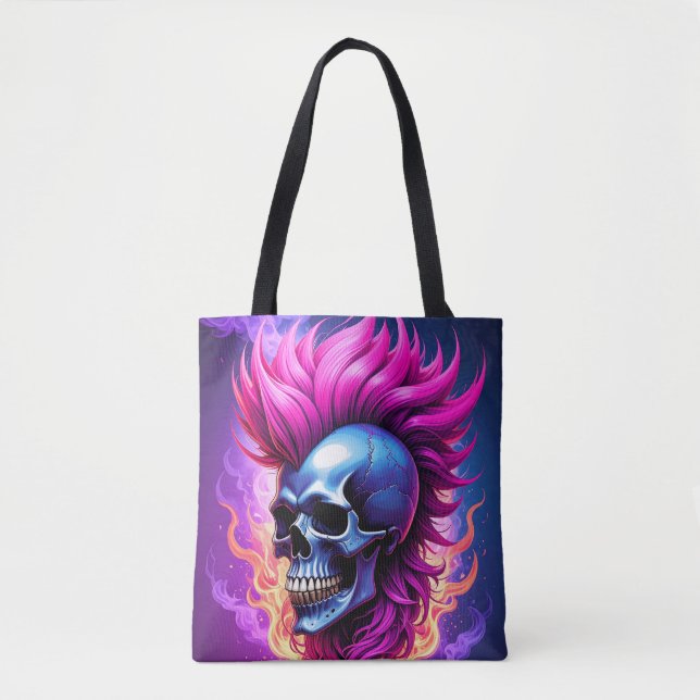 Flaming Punk Skull Bolsa (Frente)