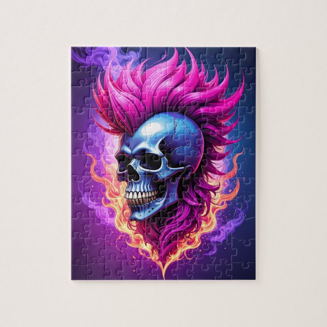 Flaming Punk Skull Quebra-cabeça (Vertical)