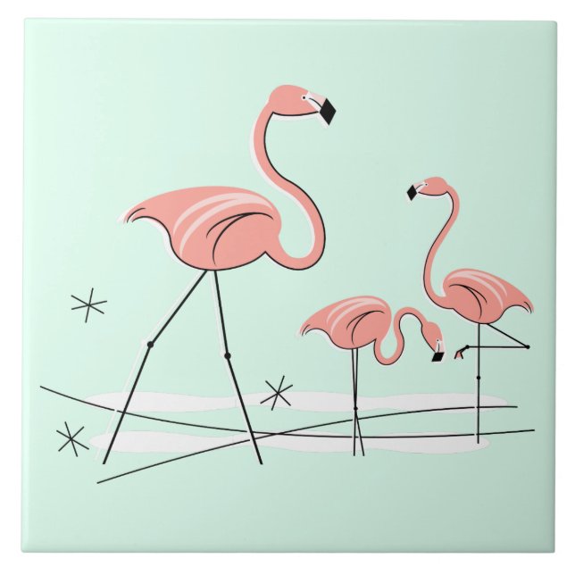 Flamingo Aqua Ocean Trio 2 azulejo (Frente)