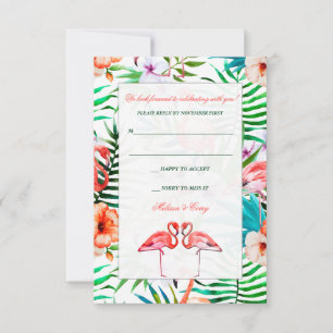 Flamingo Aquarela Resposta de Casamento