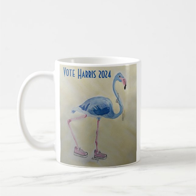 Flamingo azul com caneca de pérolas (Esquerda)