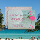 Flamingo Beach Convite de festas de Natal<br><div class="desc">Modelo de convite de festas de Natal com flamingo e design de areia. Personalize o texto em dois locais para uma festa de Natal ou reunião de Vésperas de ano novo em uma imagem costeira. Um grande dólar de areia branca também faz parte do fundo de papelaria horizontal plana, e...</div>