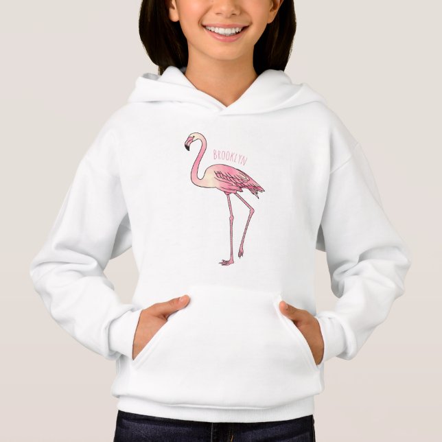 Flamingo bird cartoon illustration  (Frente)