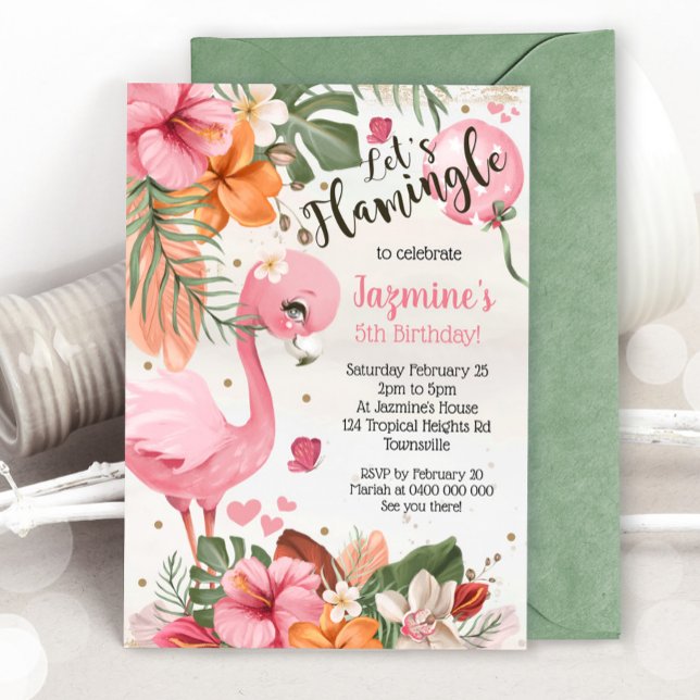 Flamingo Birthday - Convite Tropical (Criador carregado)