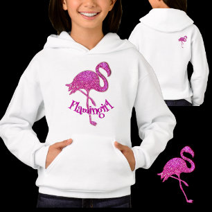 Flamingo brilhante rosa com purpurina - texto pers