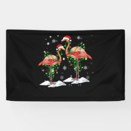 Flamingo Christmas Tree Santa Hat Light Feliz
