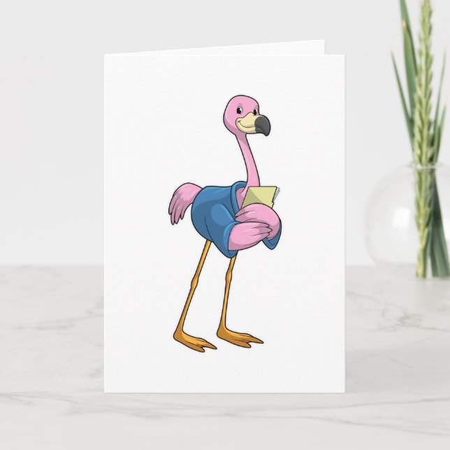 Flamingo como Secretário com Bloco de Notas (Frente)