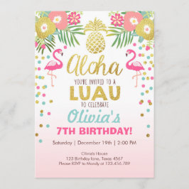 Flamingo convite de festas Tropical Birthday luau